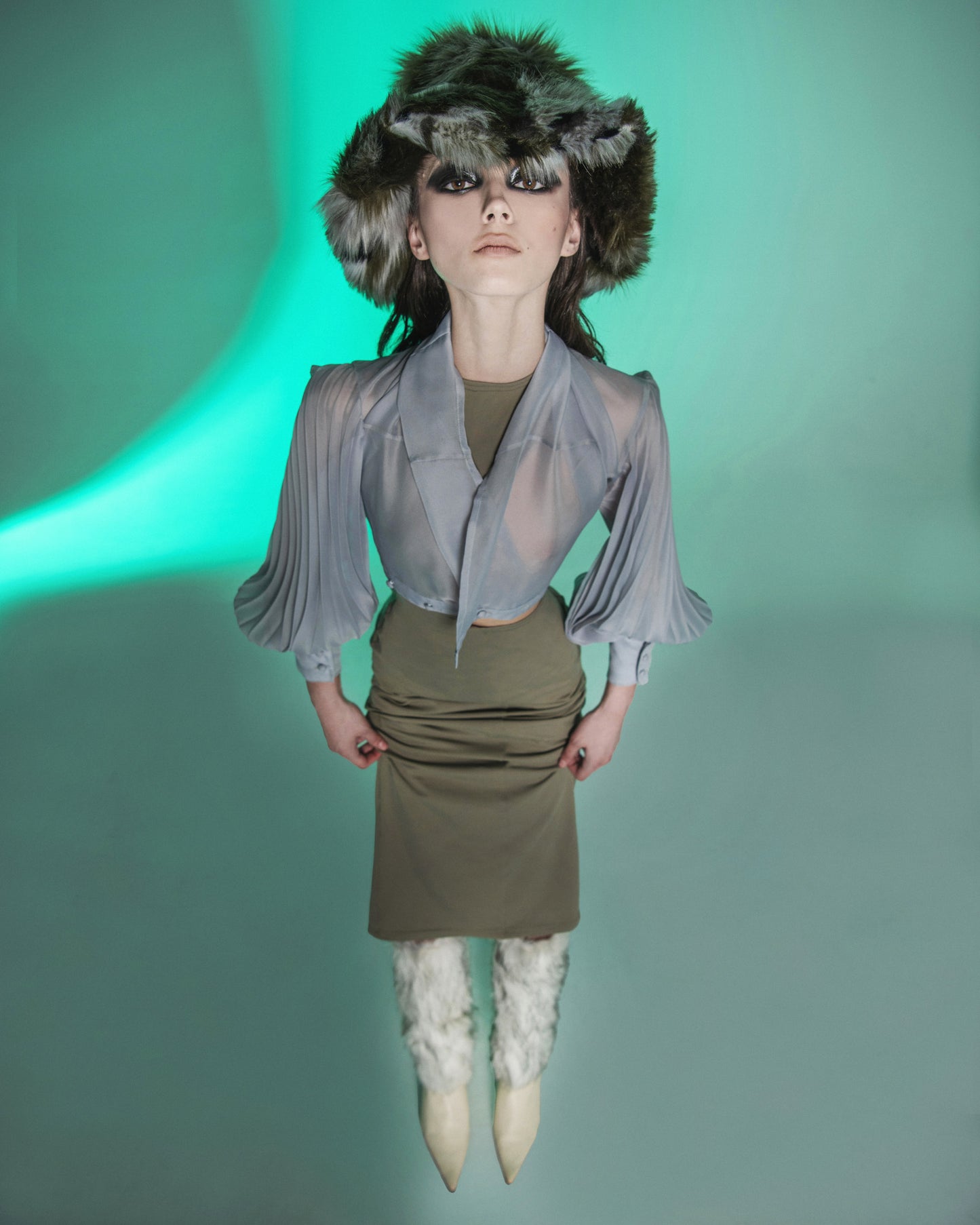 "GREEN MIX" large bucket hat