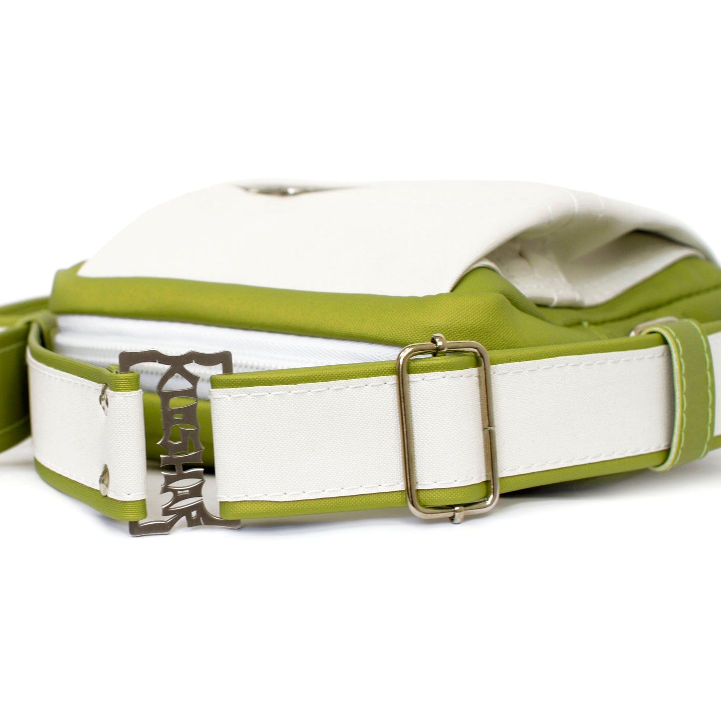"QUAD" GREEN & WHITE HANDBAG