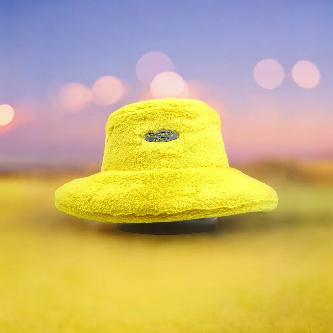 "YELLOW" big hat *faux fur